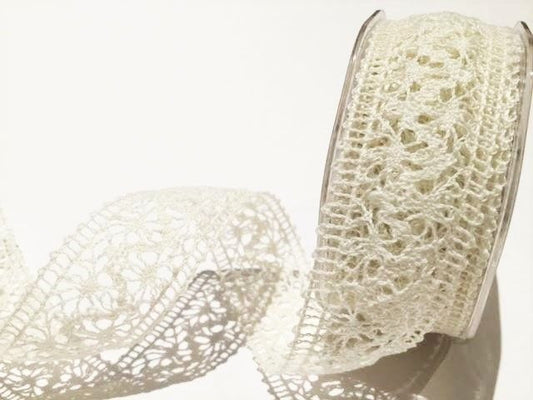 Bertie’s Bows Ivory 35mm Crochet Cotton Lace