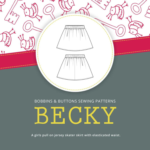 Bobbins & Buttons Sewing Patterns – Becky Jersey Skirt – Kids – Paper Version.