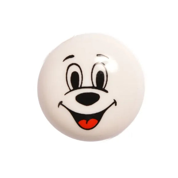 BUTTONS - PRINTED HAPPY FACE (WHITE ACRYLIC GLASS)