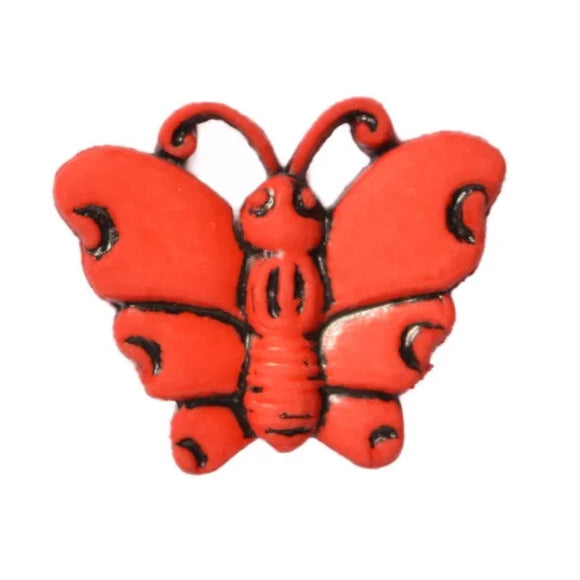 BUTTONS- BUTTERFLY (ETCHED) RED 24L