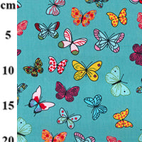 Cotton Poplin - Butterflies on Mint