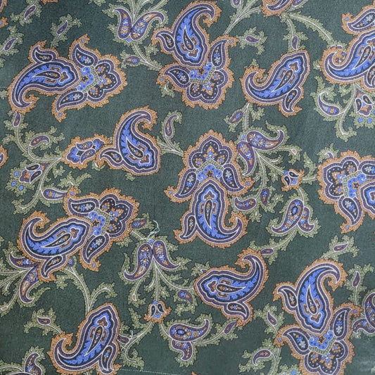 Printed Satin - Green Paisley