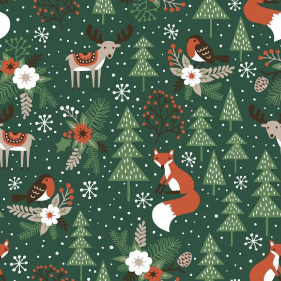 Christmas Cotton Rich Jersey - Fox Green