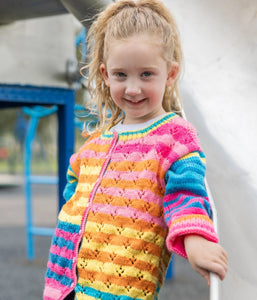 Emu Yarns Knitting Pattern - Child's Cardigan in Emu Funfair Helter Skelter (4015)