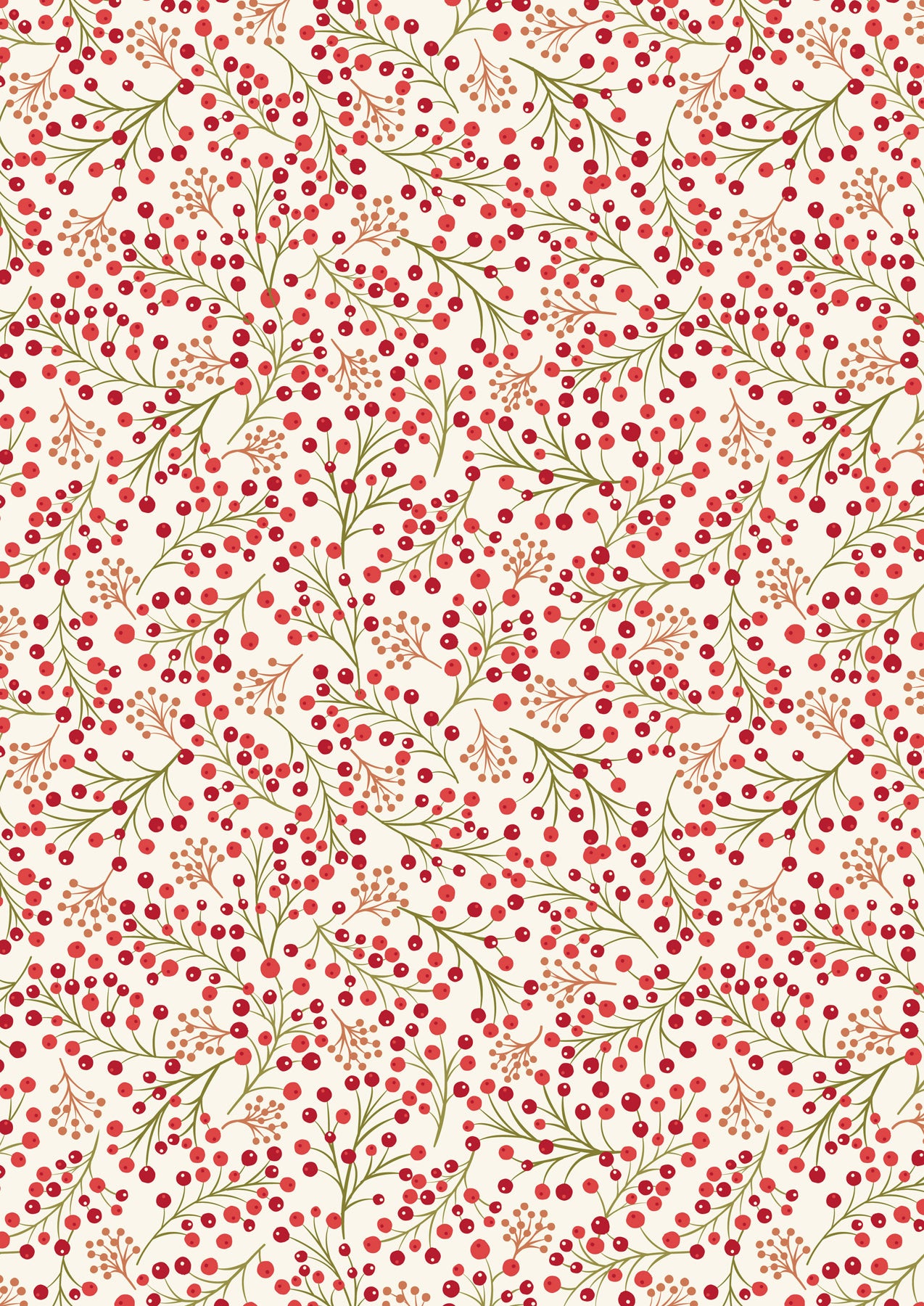 Lewis & Irene - New Forest Winter Flannel - Winter Berries on Cream