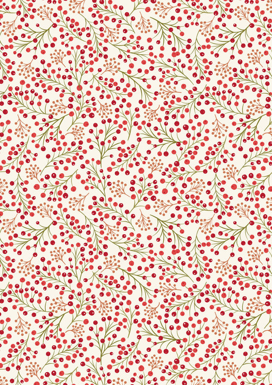 Lewis & Irene - New Forest Winter Flannel - Winter Berries on Cream
