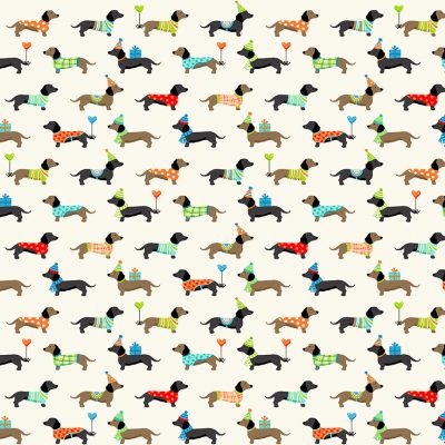 Makower Fabrics - Furry Friends - Dachshunds Cream