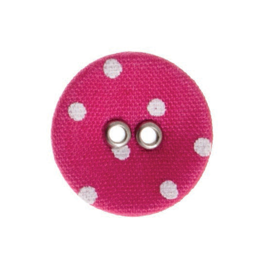 Buttons: Fabric Spot: 18mm: Fushcia/Pink