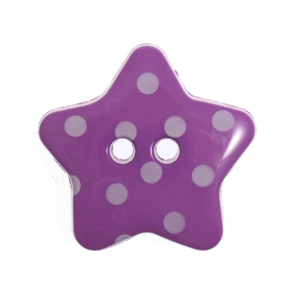 Buttons: Dotty: Star: 18mm: Purple and White