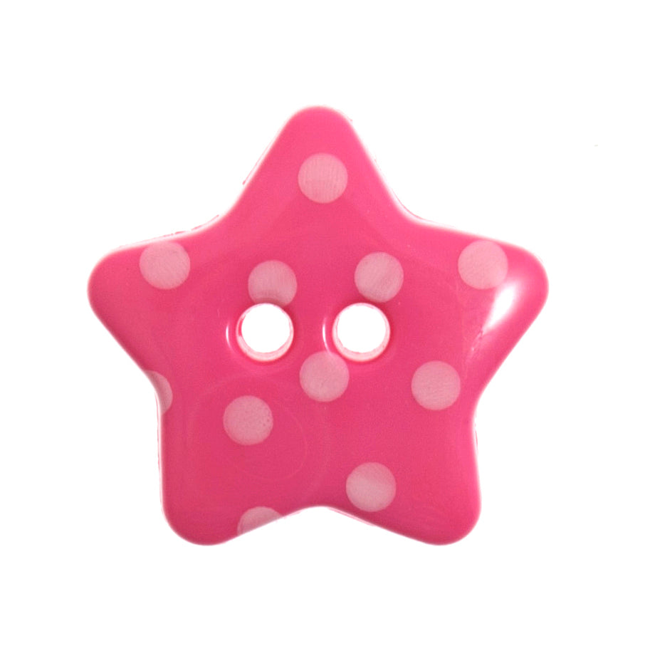 Buttons: Dotty: Star: 18mm: Pink and White