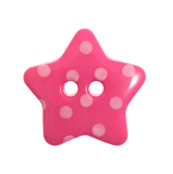 Buttons: Dotty: Star: 18mm: Pink and White
