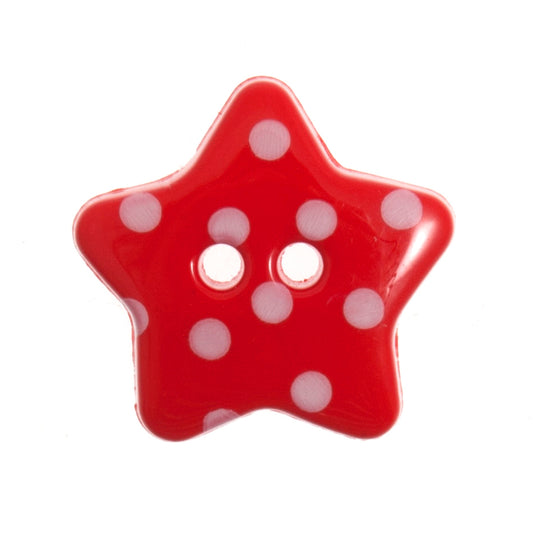 Buttons: Dotty: Star: 18mm: Red and White