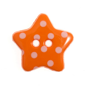Buttons: Dotty: Star: 18mm: Orange and White