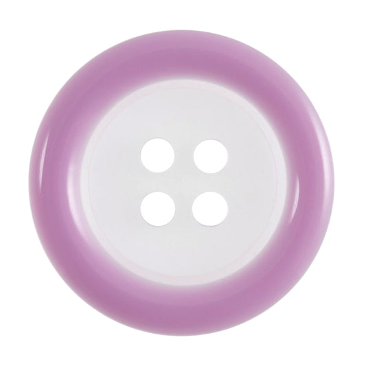 Buttons: Clear: Coloured Rim: 4 Hole: 18mm: Medium Purple / Transparent