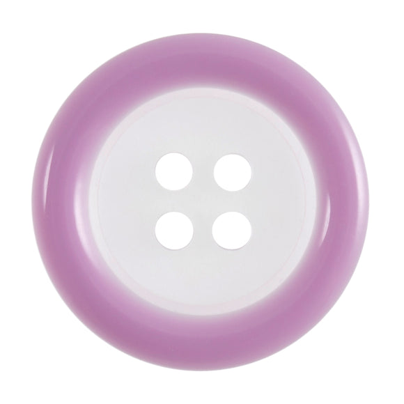 Buttons: Clear: Coloured Rim: 4 Hole: 18mm: Medium Purple / Transparent