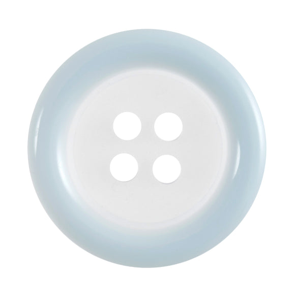 Buttons: Clear: Coloured Rim: 4 Hole: 18mm: Light Blue / Transparent
