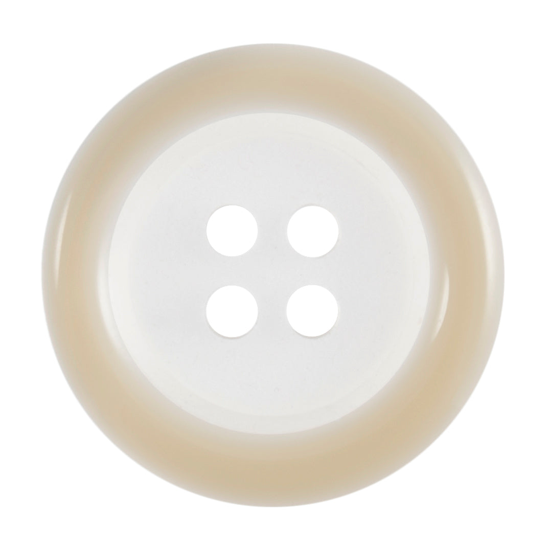 Buttons: Clear: Coloured Rim: 4 Hole: 18mm: Cream / Transparent