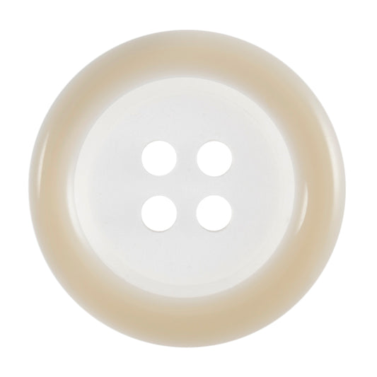 Buttons: Clear: Coloured Rim: 4 Hole: 18mm: Cream / Transparent