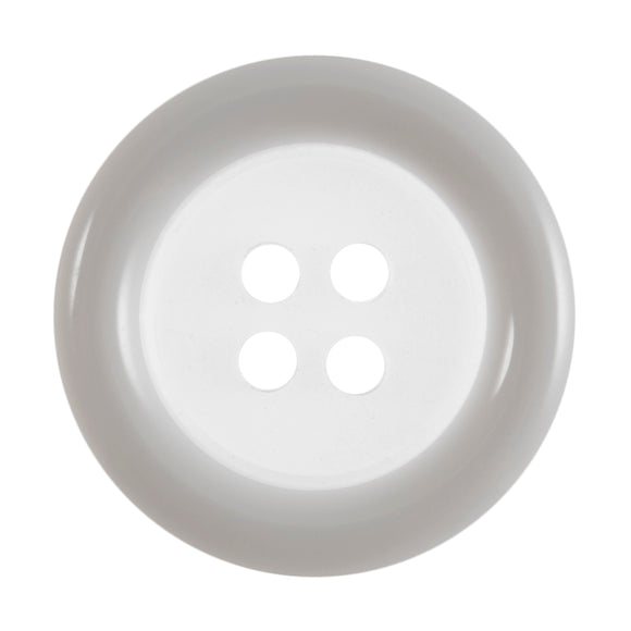 Buttons: Clear: Coloured Rim: 4 Hole: 18mm: Grey / Transparent