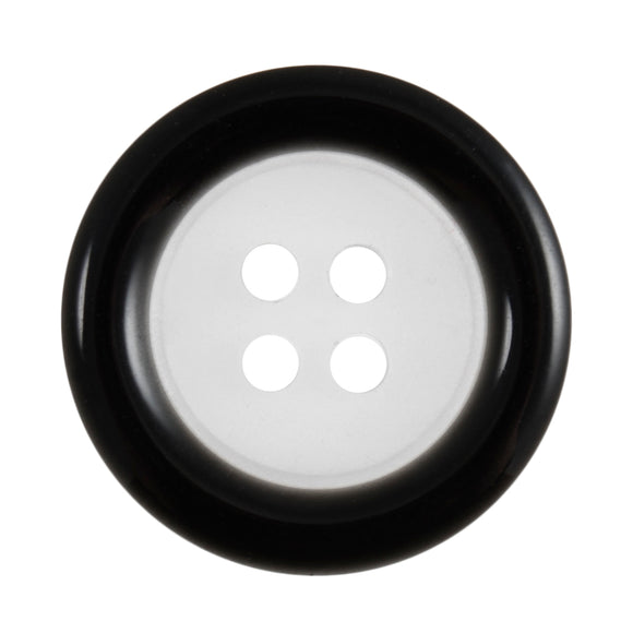 Buttons: Clear: Coloured Rim: 4 Hole: 18mm: Black / Transparent