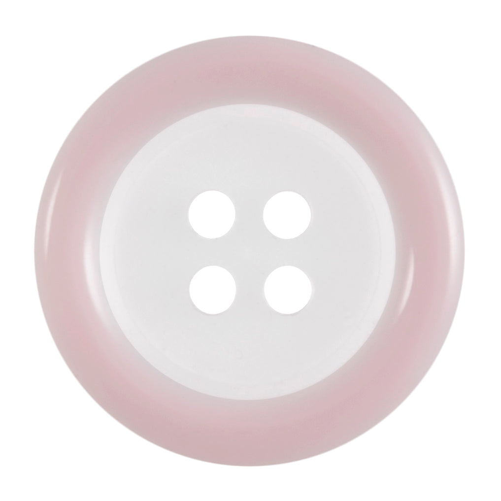 Buttons: Clear: Coloured Rim: 4 Hole: 18mm: Pink / Transparent