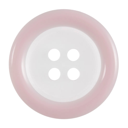 Buttons: Clear: Coloured Rim: 4 Hole: 18mm: Pink / Transparent
