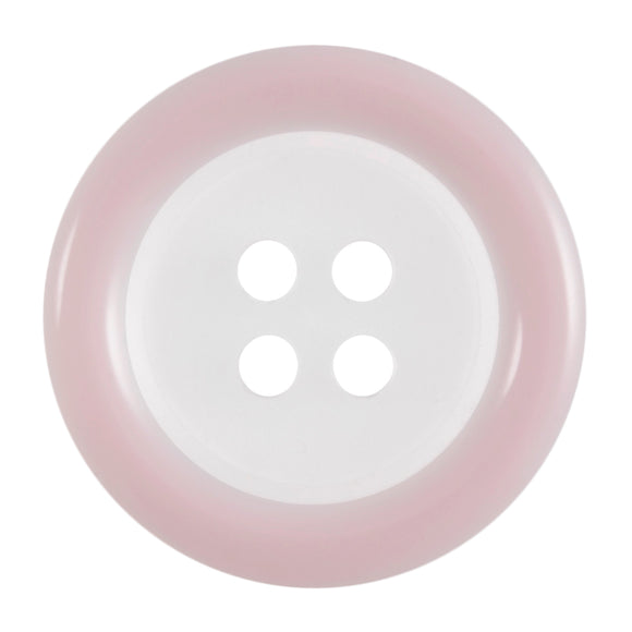 Buttons: Clear: Coloured Rim: 4 Hole: 18mm: Pink / Transparent