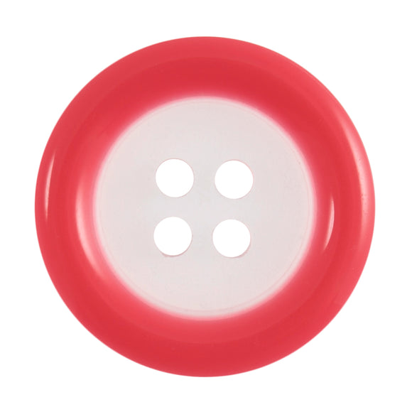 Buttons: Clear: Coloured Rim: 4 Hole: 18mm: Red / Transparent