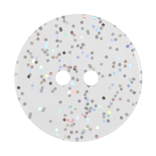 Buttons: Transparent: Glitter: 2 Hole: 11mm: Clear/Silver