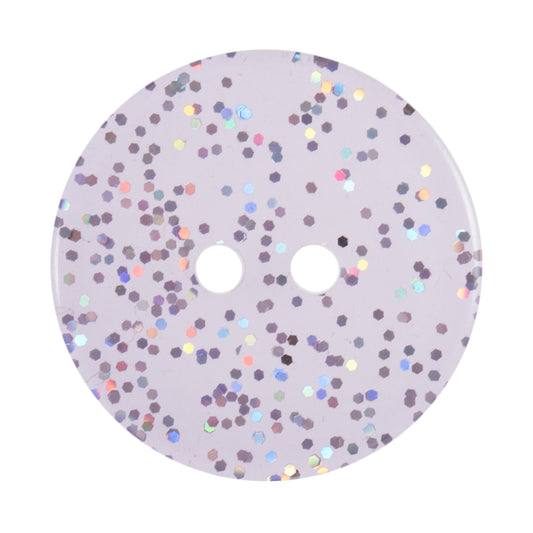 Buttons: Transparent: Glitter: 2 Hole: 15mm: Lilac