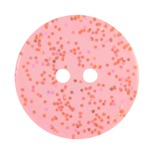 Buttons: Transparent: Glitter: 2 Hole: 19mm: Peach
