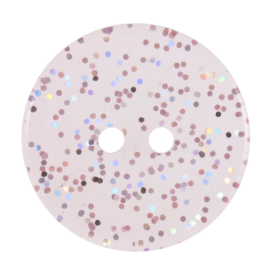 Buttons: Transparent: Glitter: 2 Hole: 11mm: Light Pink