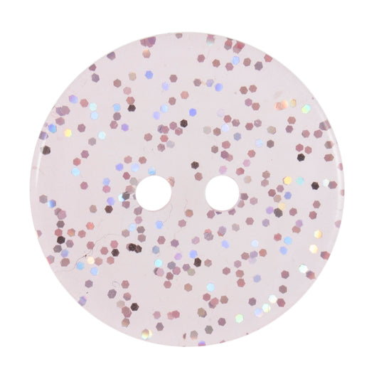 Buttons: Transparent: Glitter: 2 Hole: 11mm: Light Pink