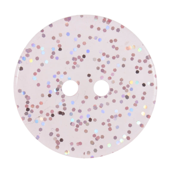 Buttons: Transparent: Glitter: 2 Hole: 19mm: Light Pink