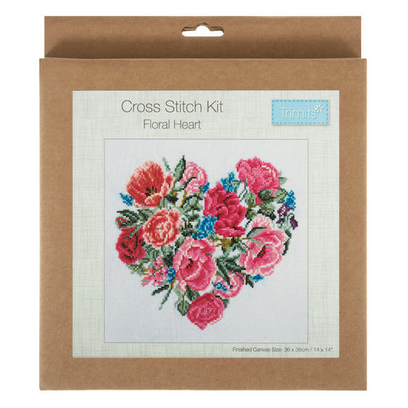 Cross Stitch Kit - Floral Heart