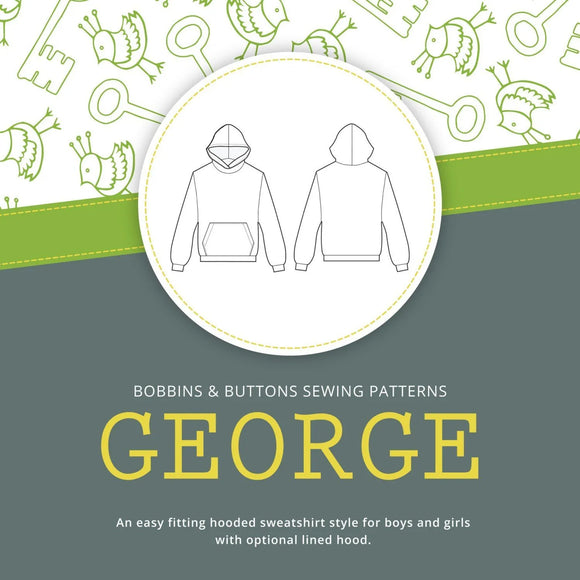 Bobbins & Buttons Sewing Patterns – George Kids Hoody – Kids – Paper Version.
