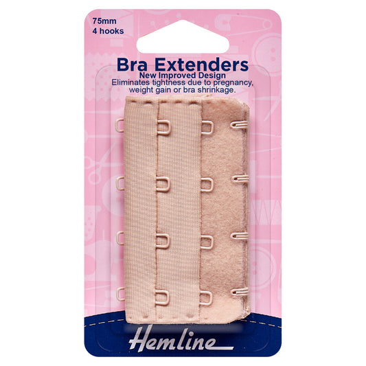 Hemline Bra Back Extenders: 75mm: Nude