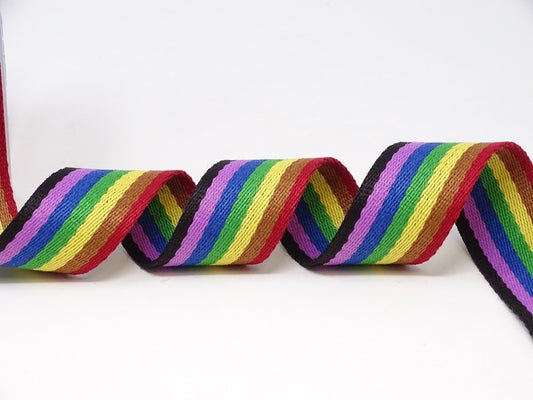 Bertie's Bows Heavy Weight Webbing - Rainbow Stripe 38mm