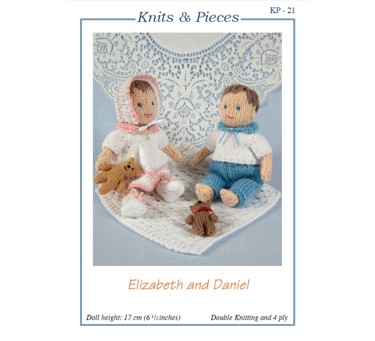 Elizabeth & Daniel Knitted Dolls and Mini Teddy Knits & Pieces Knitting Pattern