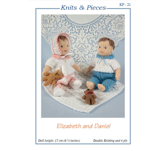 Elizabeth & Daniel Knitted Dolls and Mini Teddy Knits & Pieces Knitting Pattern