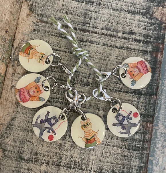 Kittens in Mittens Crochet Stitch Markers (set of 6) by Emma Ball Ltd