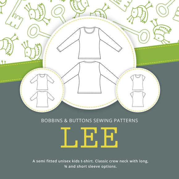 Bobbins & Buttons Sewing Patterns – Lee T-Shirt – Kids – Paper Version.