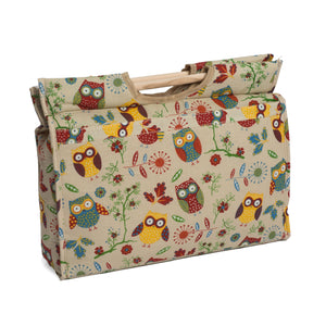 Craft Bag with Wooden Handles: Owl