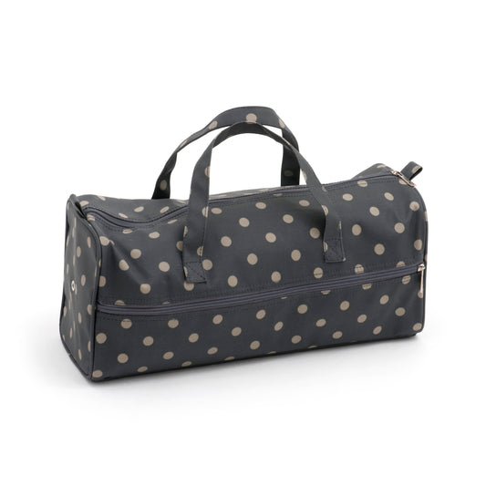Knitting Bag: Matt PVC: Charcoal Polka Dot
