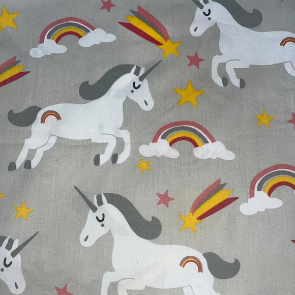 Fabric Freedom - Craft Cotton - Unicorns on Grey