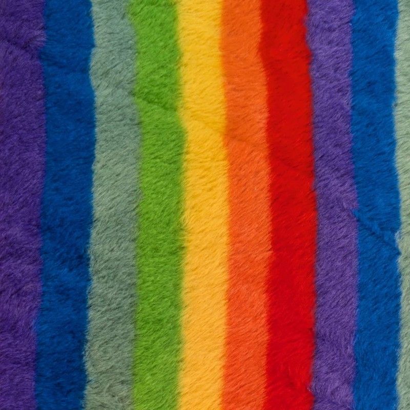 Printed Plush Fur - Rainbow 1 Broad