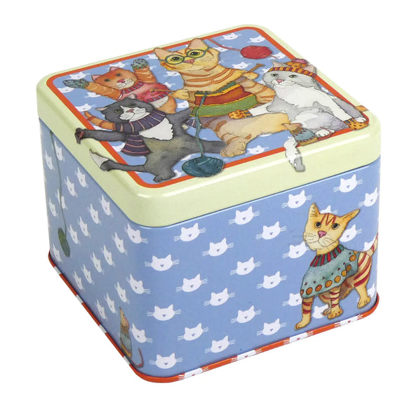 Kittens in Mittens Small Square Tin by Emma Ball Ltd