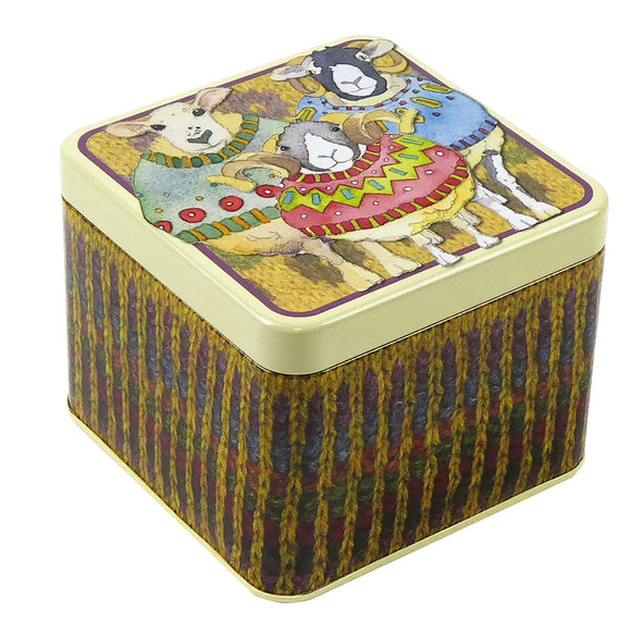 Sheep in Sweaters Small Square Tin by Emma Ball Ltd