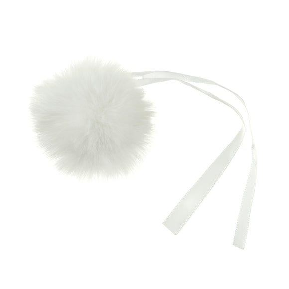 Pom Pom: Faux Fur: Medium: 6cm: 1 Piece: White