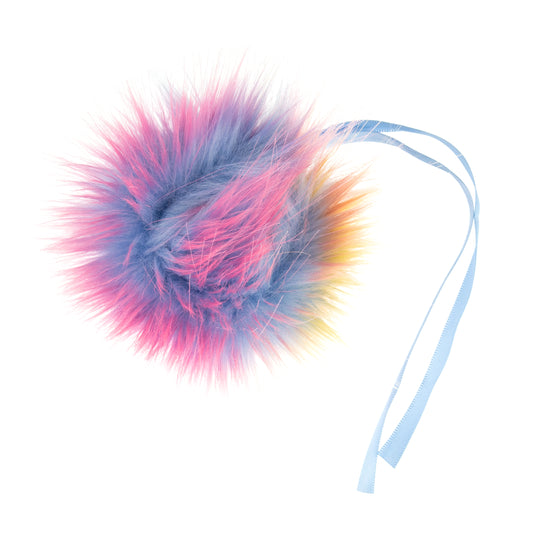 Pom Pom: Faux Fur: Medium: 11cm: 1 Piece: Rainbow